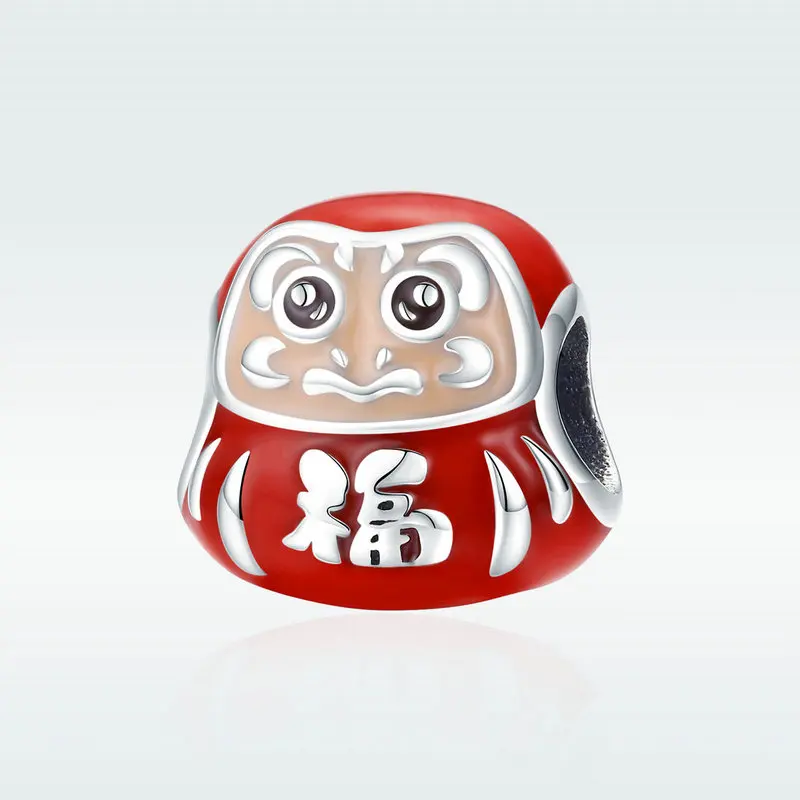 FURUYA горячая Распродажа 925 пробы серебро Япония Daruma красные Эмалевые бусины подходят к оригинальному браслету Pandora DIY бусины ювелирные изделия