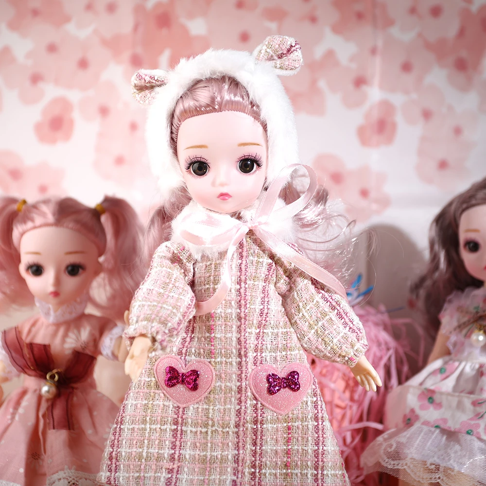

Cute BJD doll Reborn Baby toys for girls 30cm With Clothes DIY Doll Best Valentine's Day Gift Doll Round Face long Hair Toy
