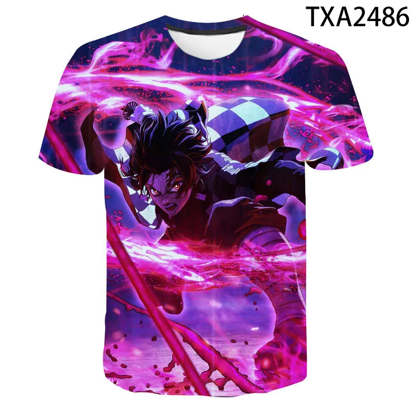 

2020 New Demon Slayer T-shirt Anime Tees Men Women Children Streetwear Cool 3D Printed Tops Funny Cartoon Kimetsu No Yaiba Tee
