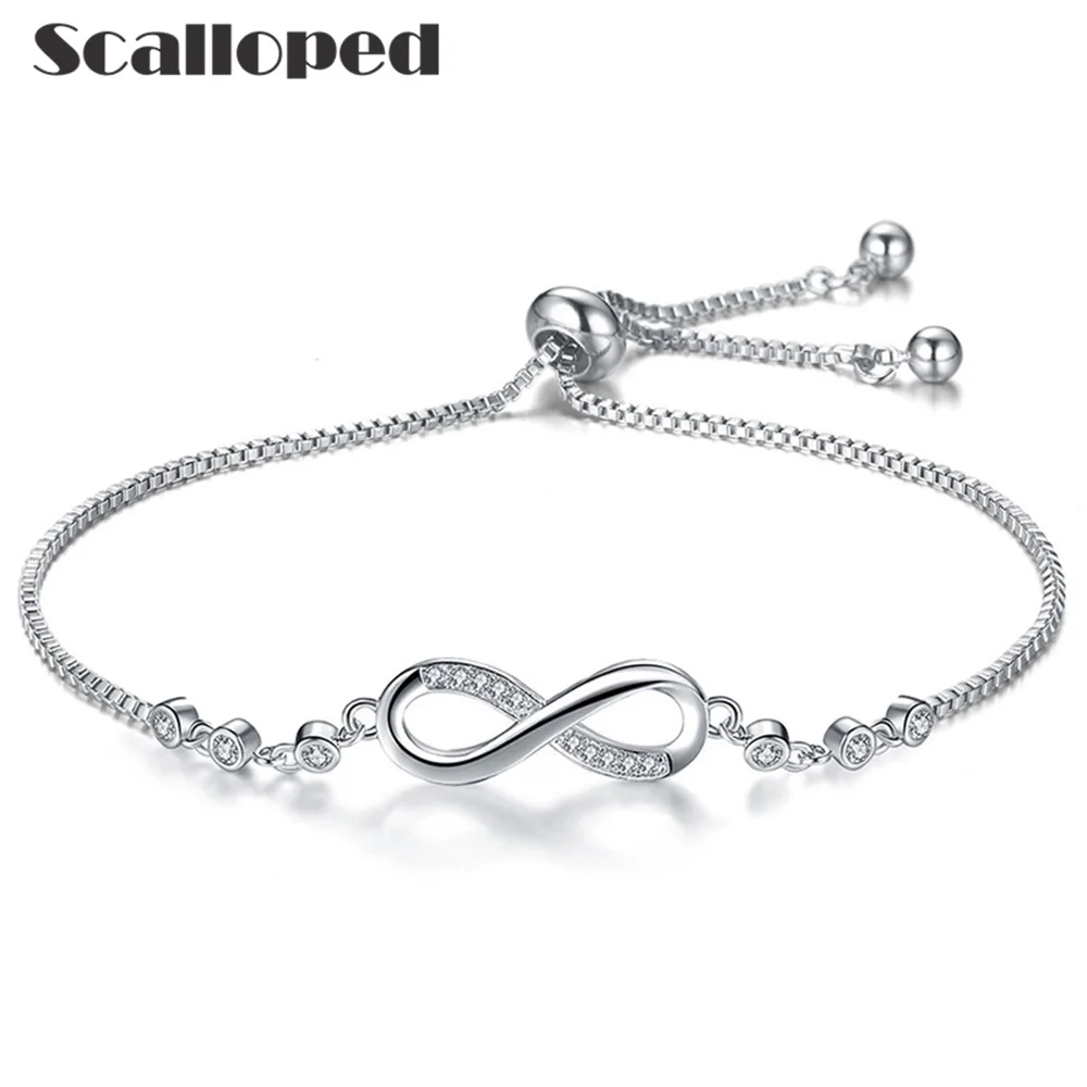 

SCALLOPED Trendy Infinity Charm Tennis Bracelets For Women Hot Sale Cubic Zirconia Fashion Jewelry Gifts