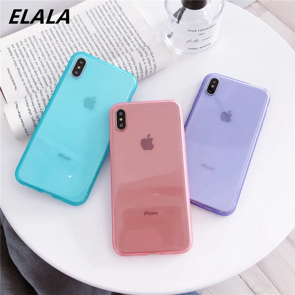 Прозрачный мягкий ТПУ чехол ELALA для iPhone 7 X карамельных цветов XR Xs Max 6S 6 8 Plus