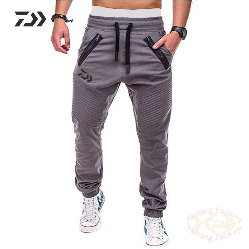 

2021 New Spring Daiwa Fishing Clothing Casual Mens Fishing Pants Outdoor Sport Zipper Decoration Breathable Solid Fishing Wear