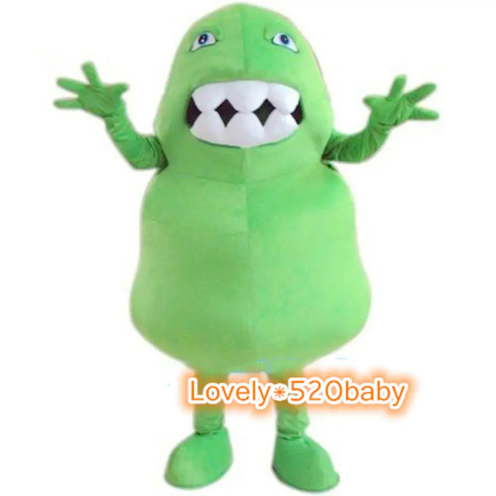 Рождественские зеленые костюмы талисмана из мультфильма Germ Monster Милое платье