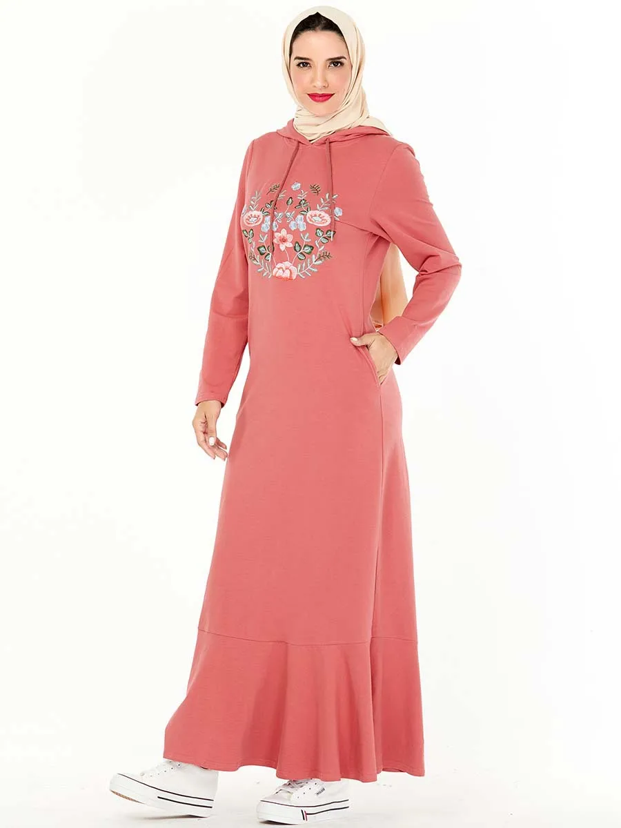 Розовая Абая для женщин мусульманское платье с капюшоном Дубай турецкий Турция