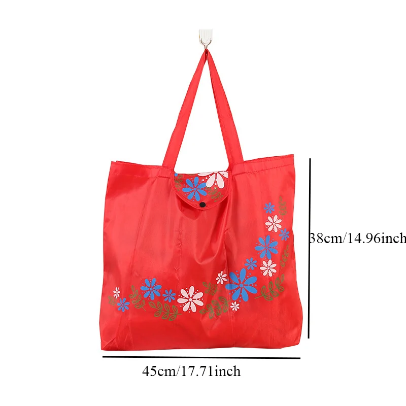 

Folding Shopping Bag Flower Printing Oxford Fabric Handbag Reusable Portable Eco-Friendly Grocery Bags Recycle Home Organization