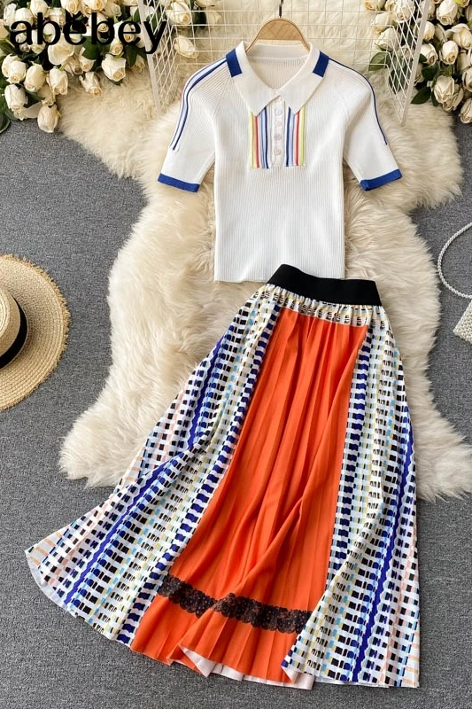 

Women Bohemian Print short Skirt Spring Vacation Turn Down Collar Short Tops Fashion All-match Two-piece Suit