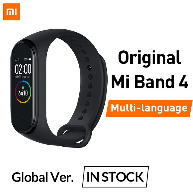 Global Version Xiaomi mi-браслет 4, умный Браслет mi Band 4, фитнес-браслет, цветной AMOLED экран, Bluetooth 5,0, спортивный, водонепроницаемый - Цвет: Global Version