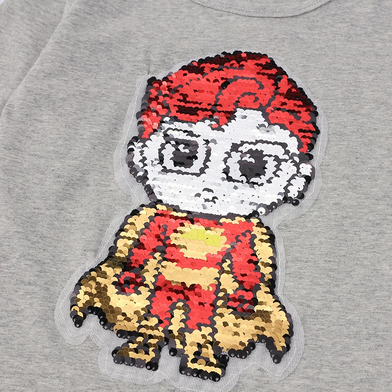 Футболки с длинными рукавами и блестками для мальчиков героями мультфильмов