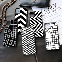 stereo feeling black and white strip phone case for iphone x xr 11 pro xs max 13 12 mini se cover 7 6 8 plus 5 hard mobile shell