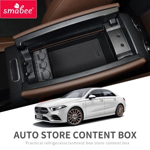 Smabee for Mercedes Benz A-Class GLB 2019 2020 W177 Central Armrest Box storage box center console Accessories Black Coin box
