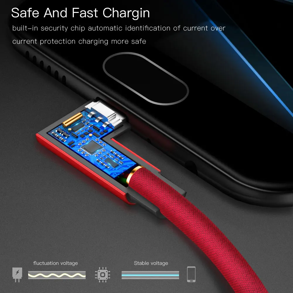 90 градусов USB Type C кабель для Samsung S10 S20 быстрой зарядки c Huawei Xiaomi Redmi Note 9S | Мобильные