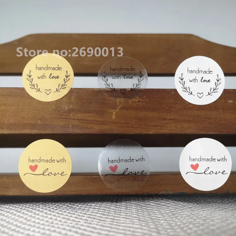 

160pcs Kraft Paper Thank You Seal Sticker Hand Made with Love Labels for Wedding Birthday DIY Party Gift Box Decoration Supplies