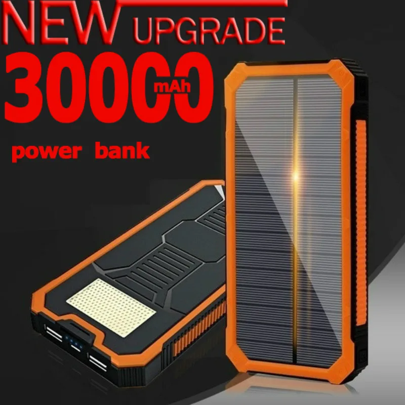 30000 мАч Солнечный внешний аккумулятор большой емкости 2USB водонепроницаемый для