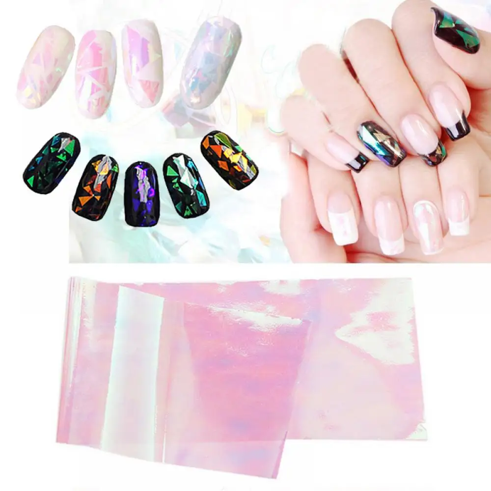 

Wholsale! 5*20 Cm Nail Art Sticker Broken Glass Piece 3d Mirror Effect Foil Candy Tips Stencil Decal Decoration Manicure Tool