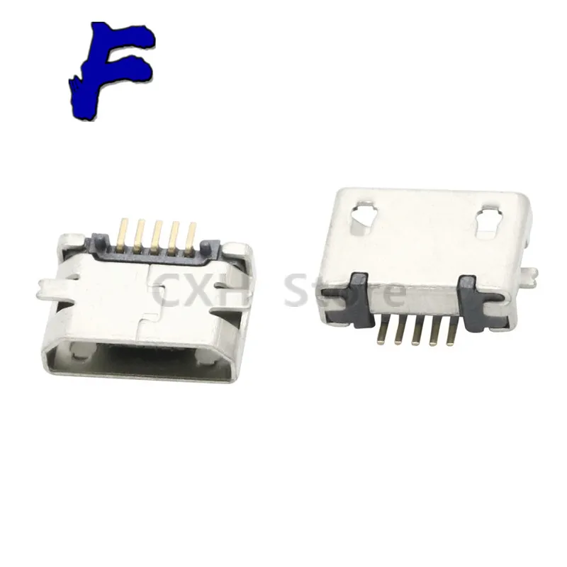 50 шт./лот гнездо Micro USB 5P 5-контактный патч SMD 2-футовая фиксированная ножка 5 9 SMT с