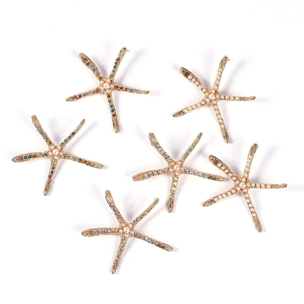 Стразы золотого цвета серьги в виде морской звезды женские трендовые ZA ювелирные