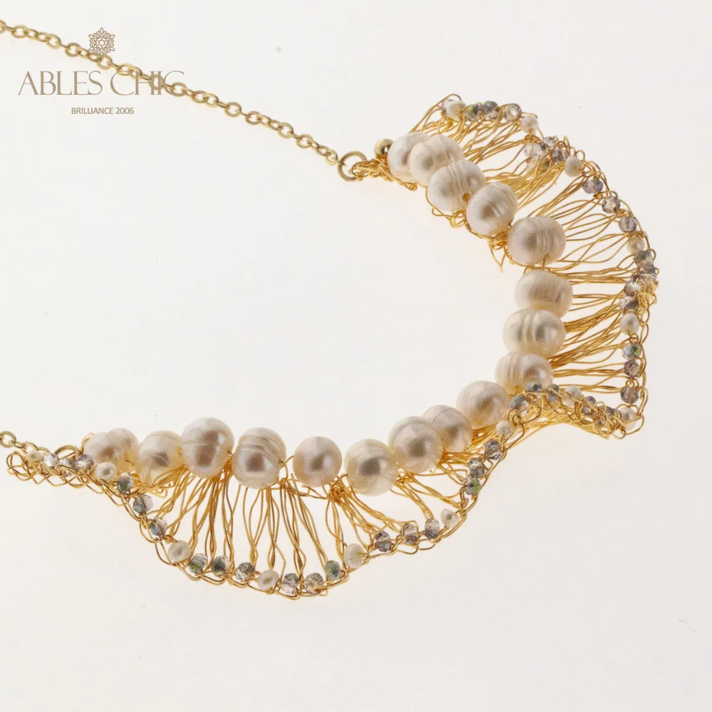 14K Золотой Серебряный тон провода из вязаного кружева ожерелье барокко обувь с