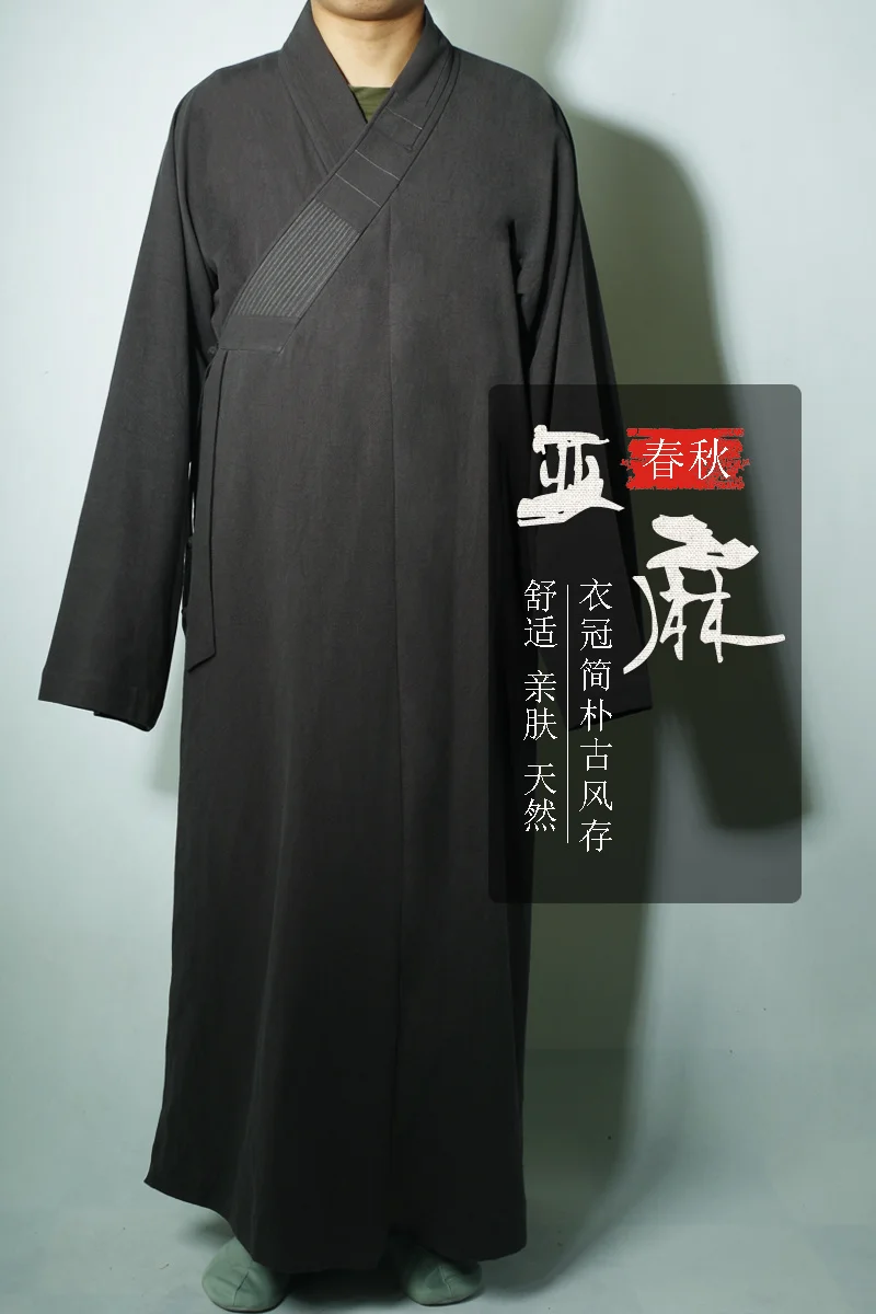 Осенне-зимнее льняное пальто для монахов длинное натуральная весна осень и зима |
