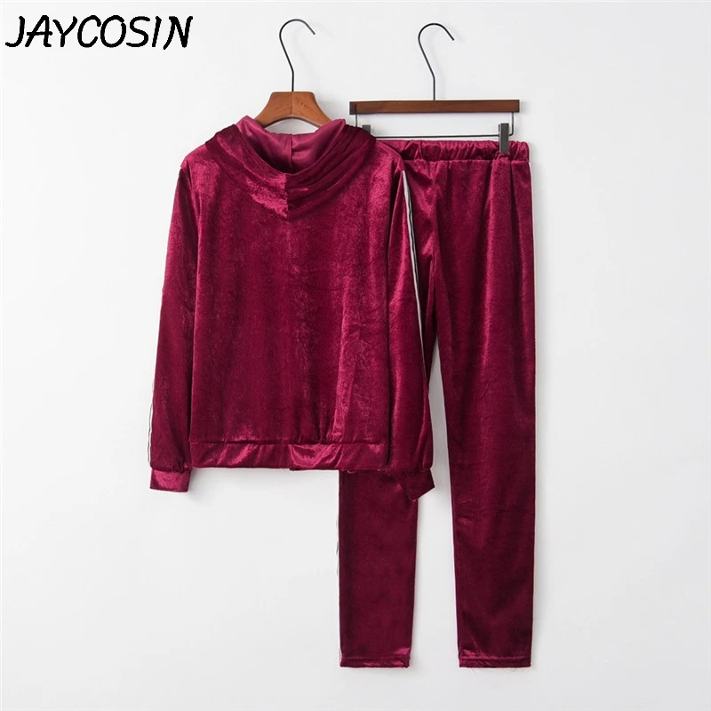 JAYCOSIN спортивный костюм для женщин с золотым бархатом длинным рукавом на молнии