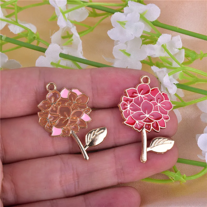 

10pcs Jewelry Making Accessory Flowers with Branches Alloy Charm Handmaking Pendant Enamel DIY Charms Dropshipping