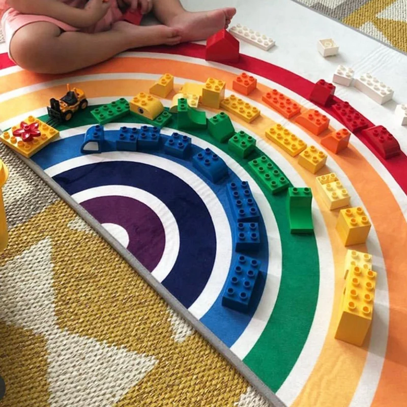 

2 Pieces of Children'S Room Rainbow Carpet Crawling Mat Non-Slip Play Mat Play Carpet Children'S Baby Room Decoration