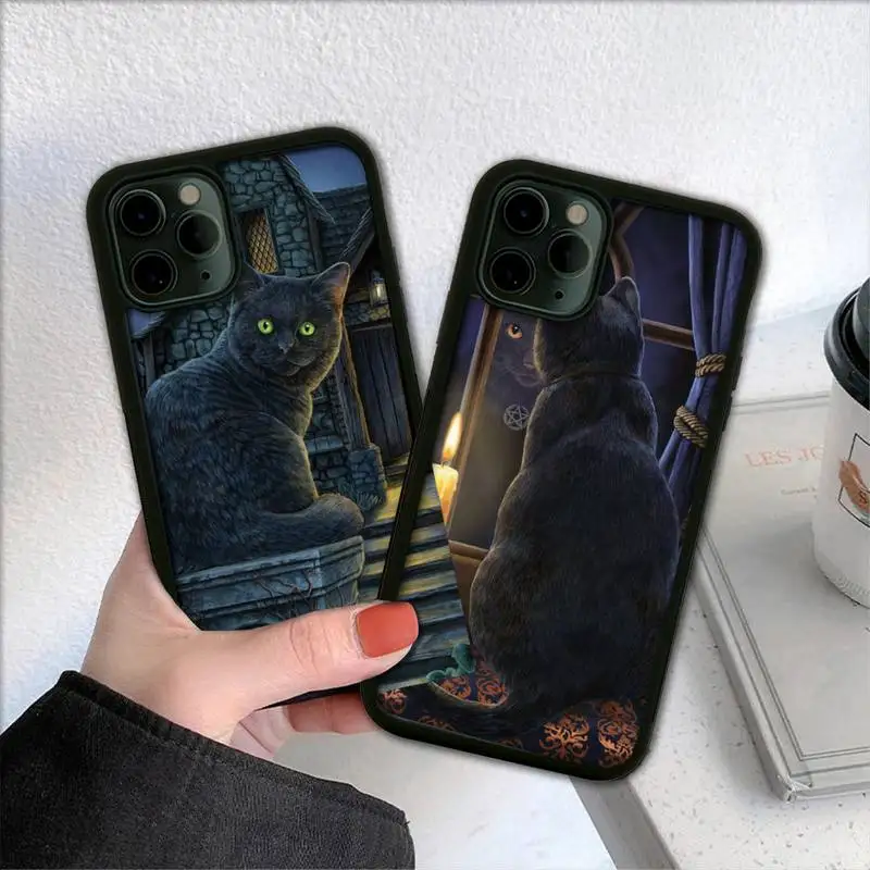 

Witch and cat Colorful Cute Phone Case For PC-Iphone 5 5s se 6 6s 7 8 11 12 X Xs Xr Pro Plus Max Mini Cover