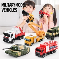 6 sets childrens toy car set alloy military tank armored vehicle engineering fire truck garbage sorting boys