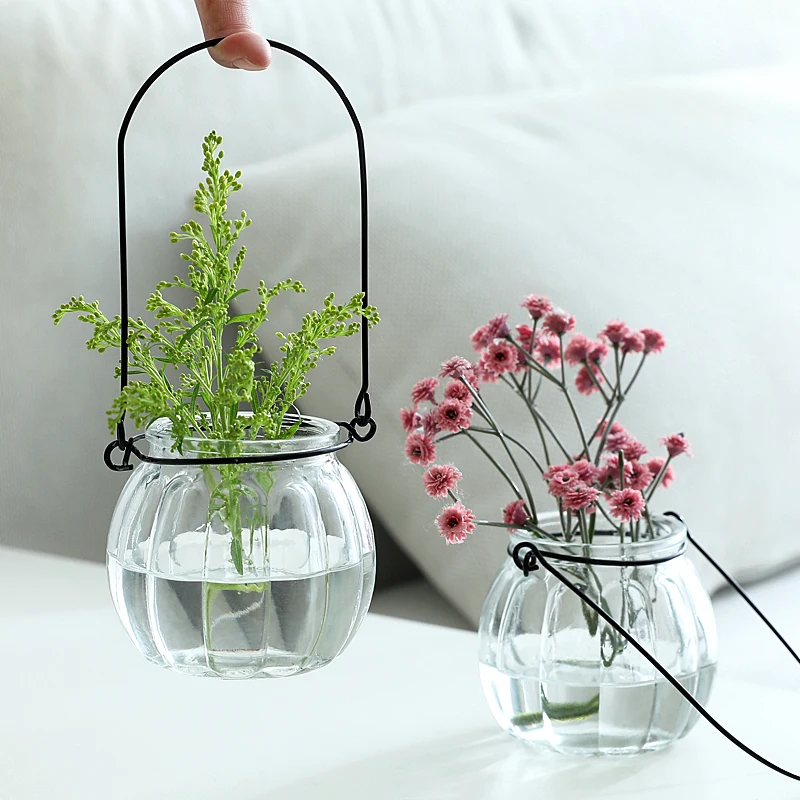Креативная подвесная прозрачная стеклянная ваза тыква маленькая простой