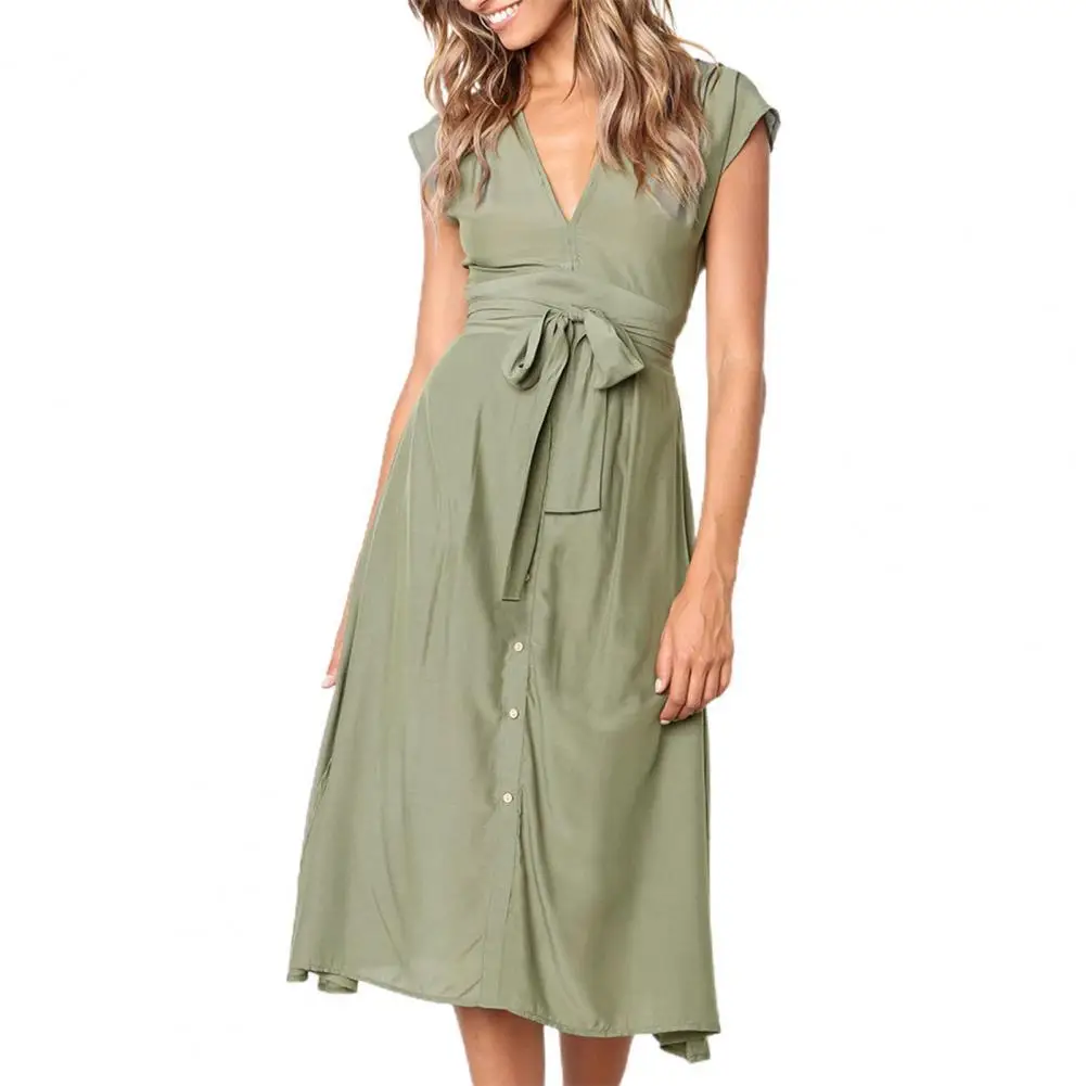 

Женское платье с V-образным вырезом, Элегантное летнее платье в полоску на пуговицах с V-образным вырезом и принтом, платье на пуговицах, лето...