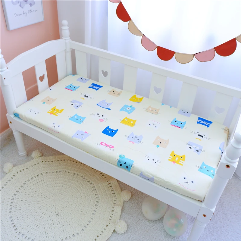 Baby Bed Mattress Cover Newborns Cotton Soft Crib Cot Sheet Children Fitted Sheet Protective Cushion Cover Bedding Baby Room Dec images - 6