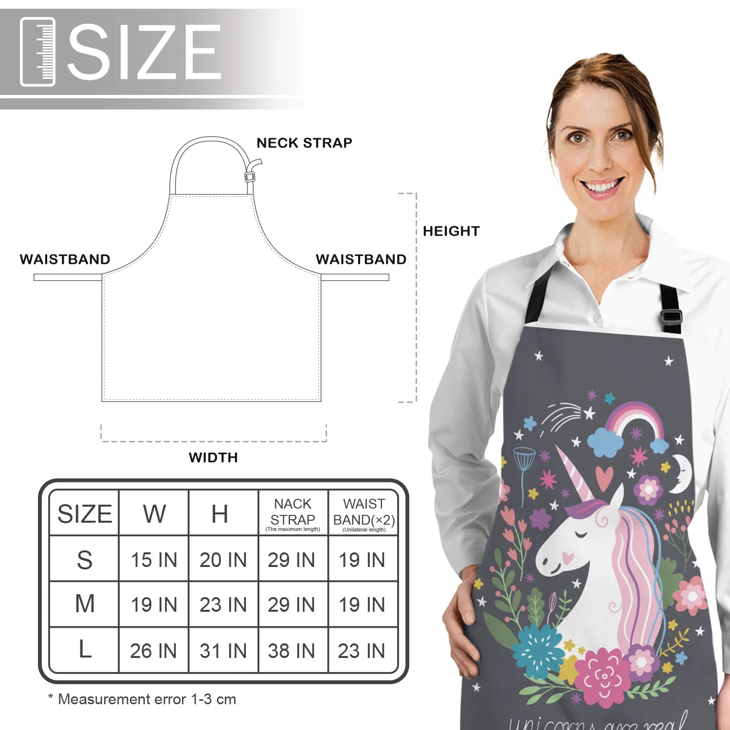 Чистый и единорог фартуки с принтом кухня домашний холст нагрудник для женщин