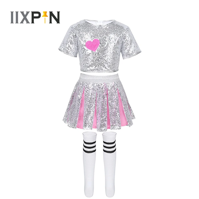 Костюм танцевальный детский в Стиле Джаз/хип хоп с блестящими блестками| |