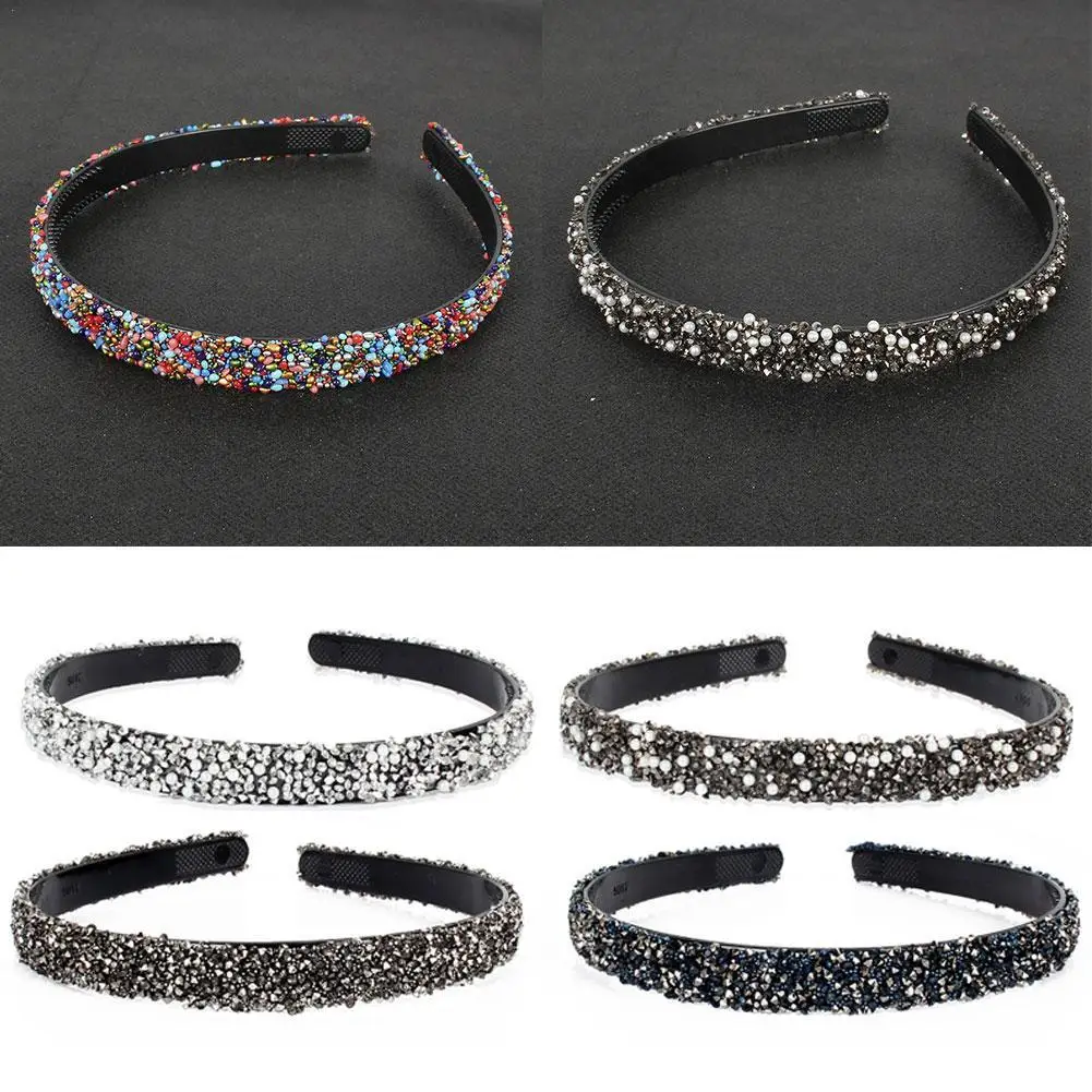 

1Pcs Crystal Pearl Rhinestones Luxury Hair Accessories Headdress Bands Sparkly White Padded Hairbands Hair Women Headbands N1B8