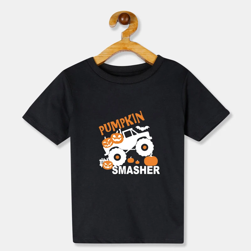 

New Halloween Pumpkin Truck Cotton T-shirt For Child Halloween T shirt Ghost Monster Truck Tees Print Tshirt Fashion Street Tops