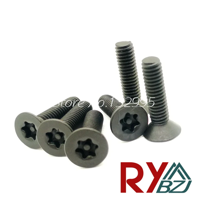 Углеродистая сталь плоская головка Torx Винт со стойкой черный Цвет M2 M2.5 M3 M4 M5 шесть лепестковых головок безопасности винты Противоугонный винт