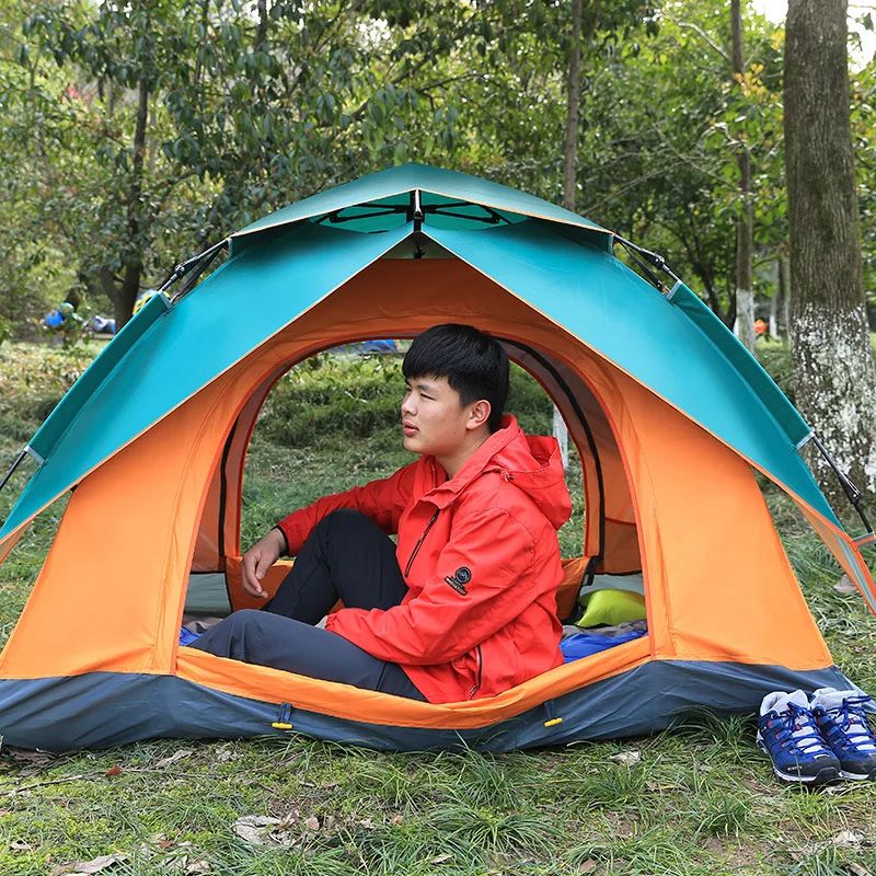 Автоматическая гидравлическая палатка для кемпинга 3-4 человек семейная двойной