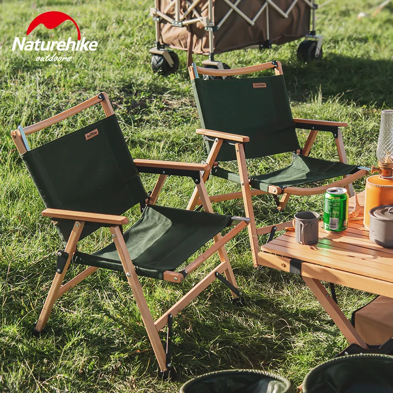 

Naturehike Outdoor Folding Wooden Chair Leisure Camping Fishing Chair Portable Office Living Room Daily Use Bearing 120kg MW02
