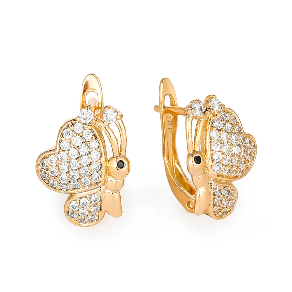 

Harong Butterfly Copper Small Stud Earrings Bride Women Exquisite Jewelry Crystal Gold Plated Charm Earrings Party Trendy Gift