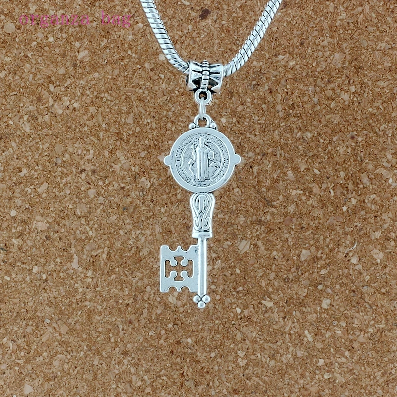 50pcs Zinc Alloy Saint Benedict Medal Cross Smqlivb Key Dangle Charm Beads Handmade DIY Jewelry 16.5x52mm A-580a | Украшения и