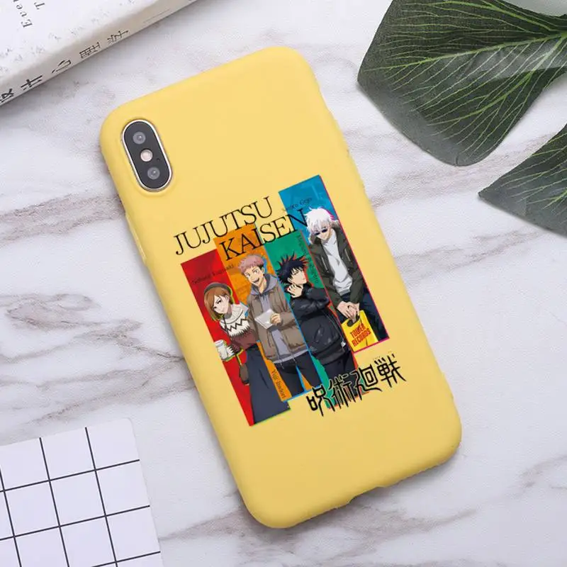 

Japan Anime Jujutsu Kaisen Phone Case Candy Color for iPhone 6 7 8 11 12 s mini pro X XS XR MAX Plus