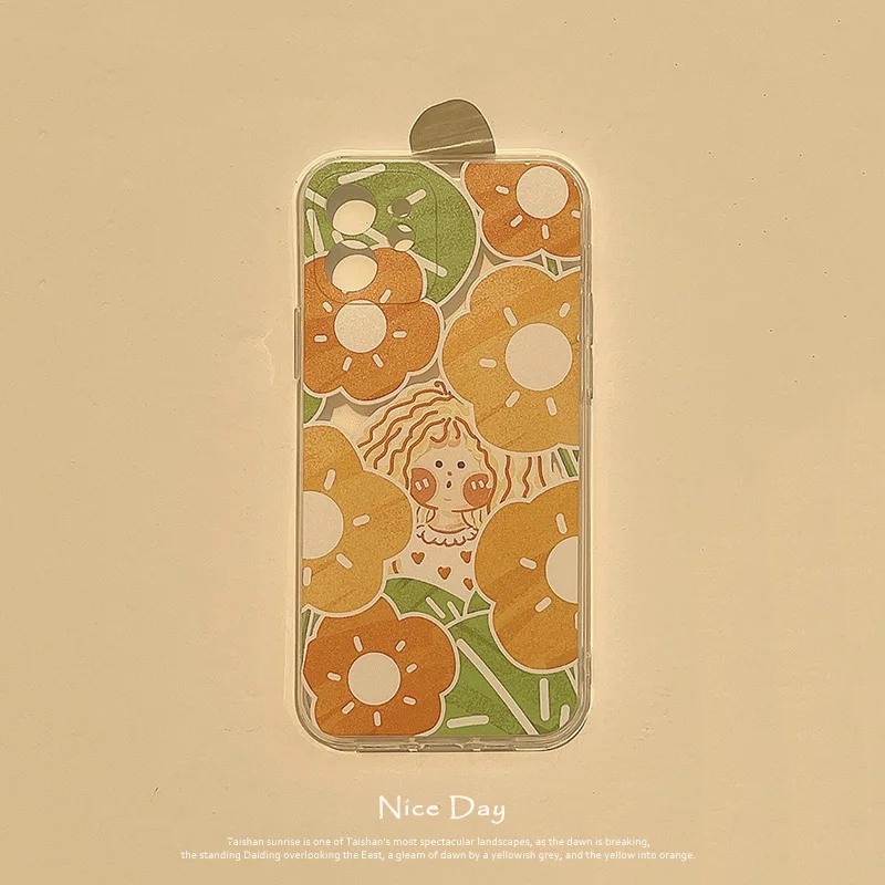

Original illustration of small fresh flowers for iPhone 12 pro max X 8 7 mobile phone case apple 11 protective cover