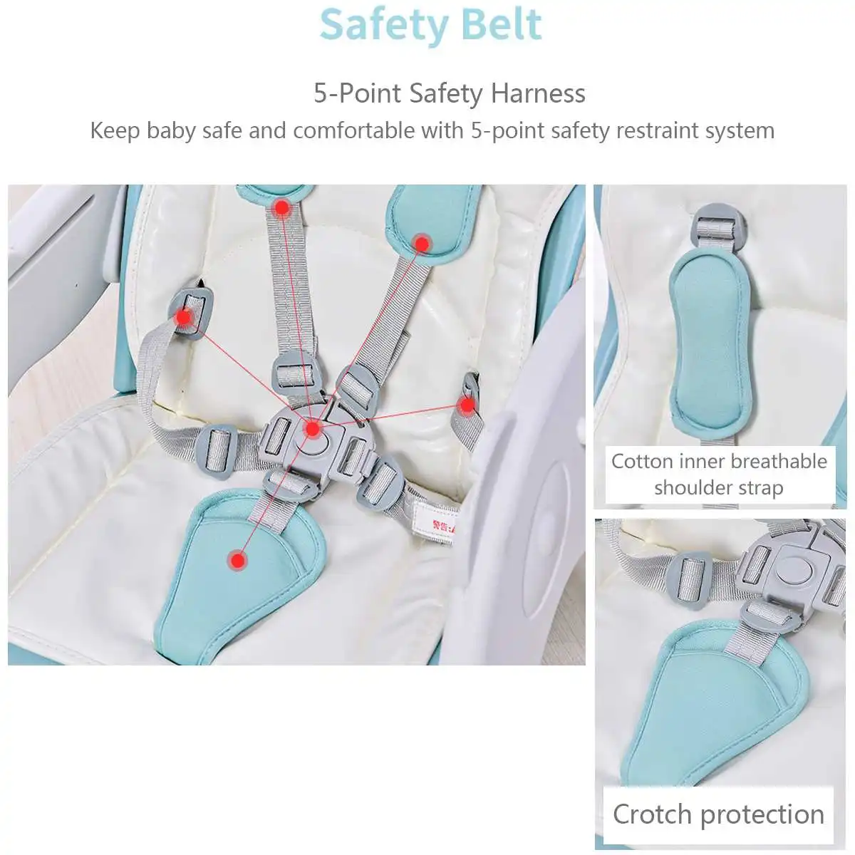 

3 in 1 Adjustable Baby High Chair Convertible Play Table Seat Booster Toddler Feeding Tray Children Chair for 6 month to 4 years