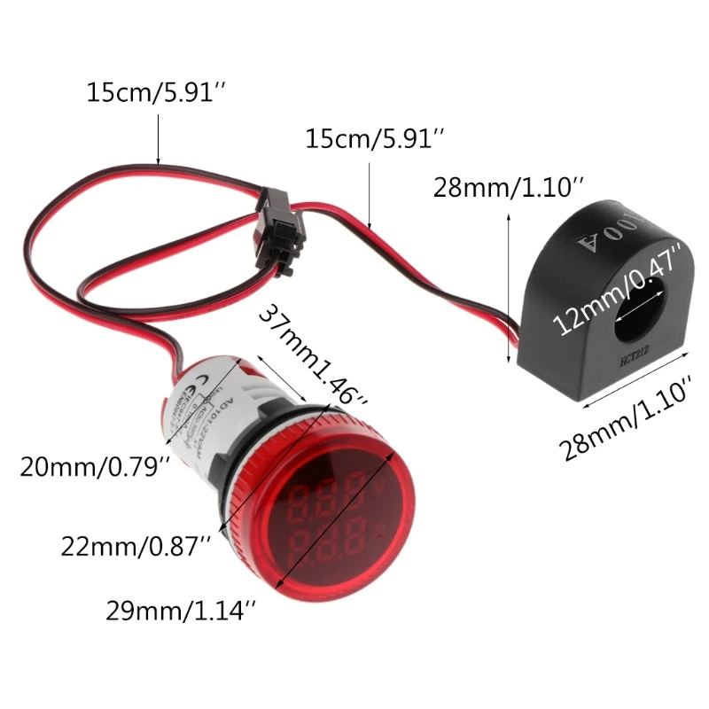 22 мм AC50 500V 1 100A цифровой светодиодный вольтметр Напряжение метр Индикатор