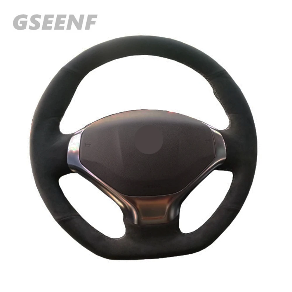 

ar Accessories Steering Wheel Cover For Peugeot 3008 2013-2015 Black Hand-stitched Comfortable and Soft Suede