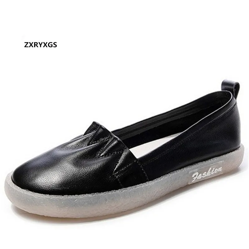 

Promotion Soft Full Genuine Leather Shoes Women Flat Shoe 2022 New Spring Soft Sole Comfortable Shoes Woman Fashion Casual Shoes