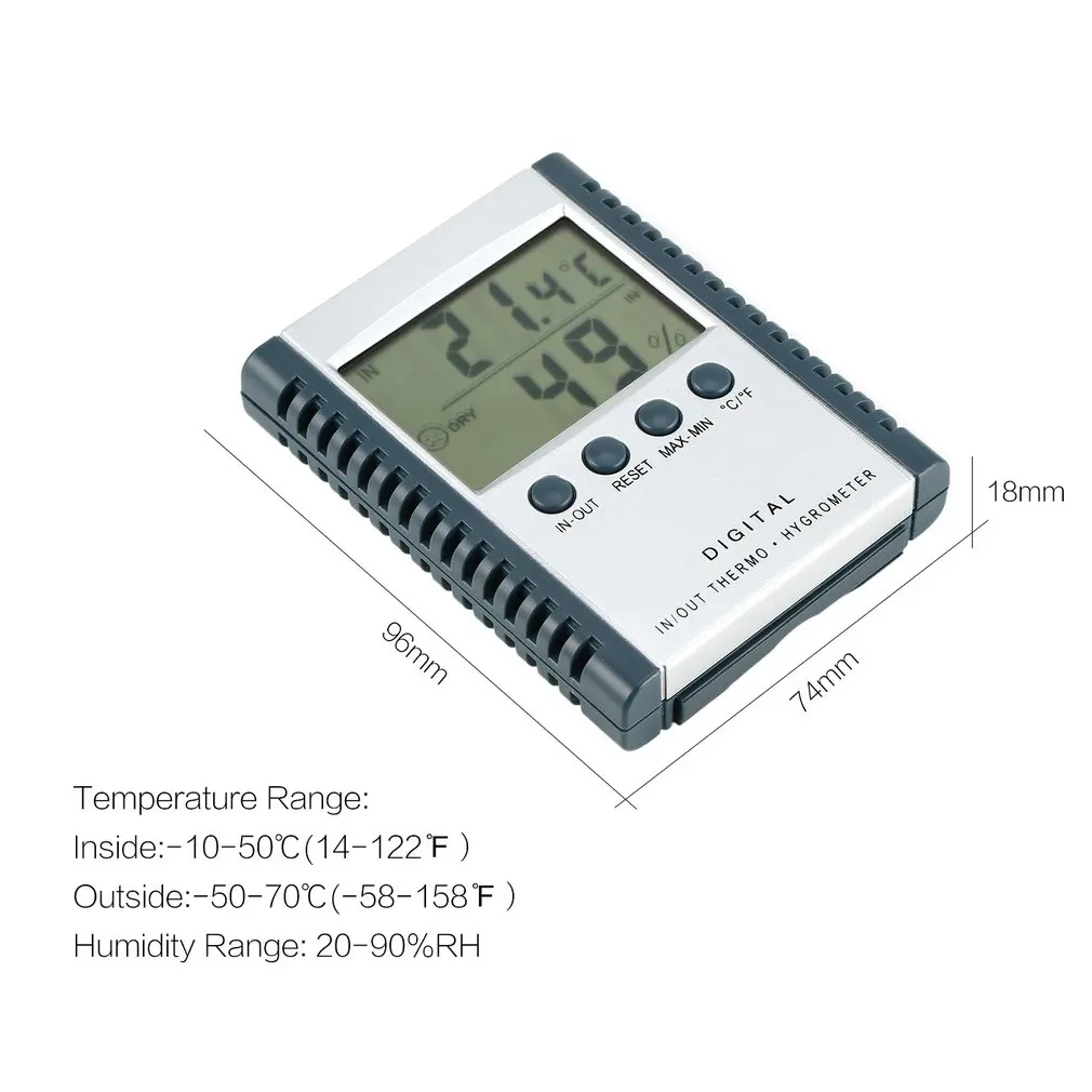 

Mini Digital Humidity Temperature Meter LCD Display Hygrometer Thermometer Sensor Indoor Outdoor Calender Clock -50-70C