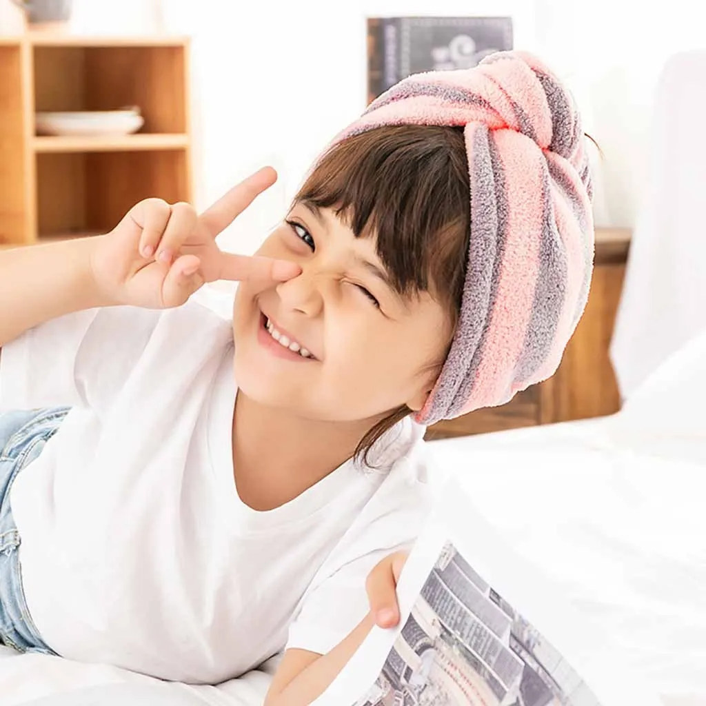 Полосатое полотенце из микрофибры ванная шапка для быстрой сушки волос