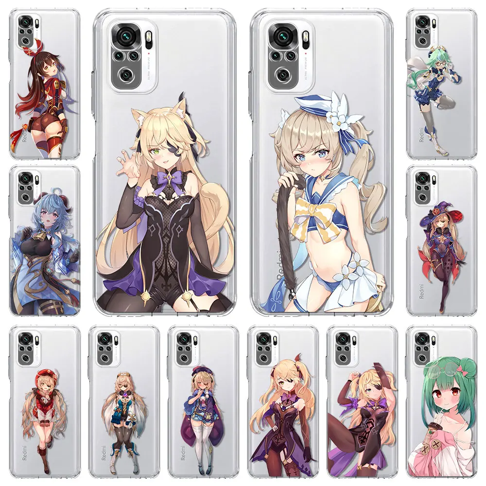 

TPU Case for Xiaomi Mi Redmi Note 9S 9 8 10 Pro 9C 9T 9A Soft Coques 10S 8T Clear Trend Phone Cover Genshin Impact Sexy Girl