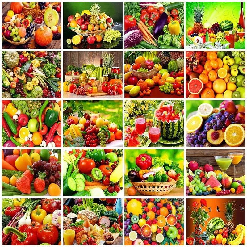 

5D DIY Diamond Painting New Fruits Vegetables Full Square Diamond Embroidered Diamond Picture Kitchen Home Decoration