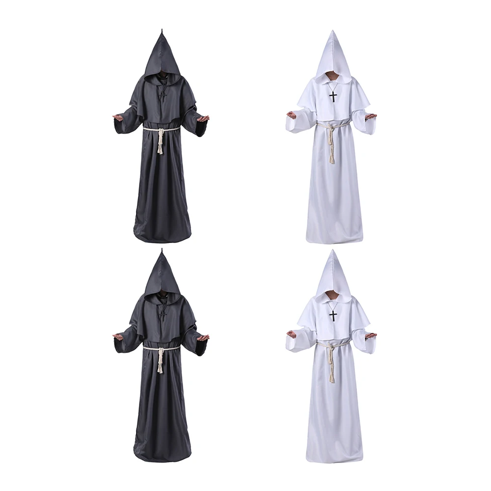 Halloween Cosplay Hot Unisex Christians Suit Medieval Monk Costume Robe Witch Priest Christian Party 2019 New | Тематическая одежда